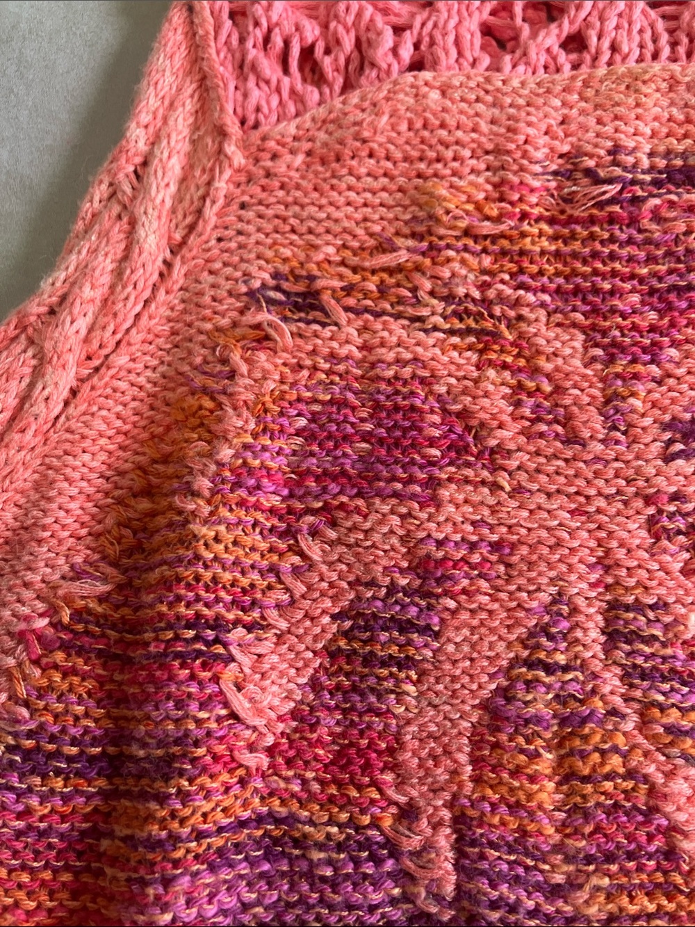 Free People Coral Pink Crochet Palm Tree Tank - Picture 4 of 7